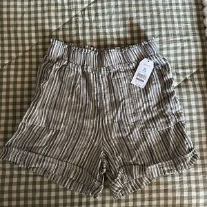 Striped Gray Women's Linen Shorts